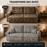 Capa de Sofá Retrátil Spandex + 2 Capas de Almofadas + Fixadores, Estampadas, Pronta entrega, (2,3 Lugares)