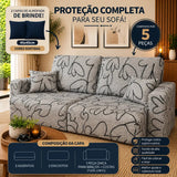 Capa de Sofá Retrátil Spandex + 2 Capas de Almofadas + Fixadores, Estampadas, Pronta entrega, (2,3 Lugares)