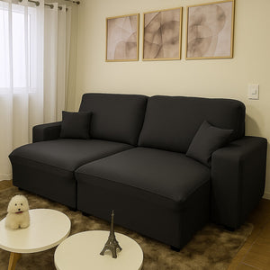 Capa de Sofá Retrátil Spandex + 2 Capas de Almofadas + Fixadores, Lisas , Pronta entrega, (2,3 Lugares)