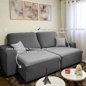 Capa de Sofá Retrátil Spandex + 2 Capas de Almofadas + Fixadores, Lisas , Pronta entrega, (2,3 Lugares)